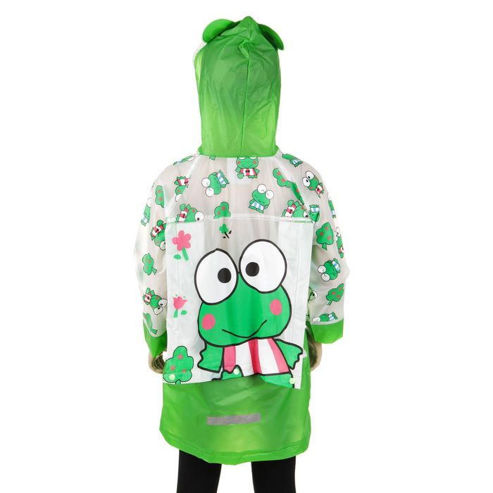 Дождевик детский "Лягушонок", надувной капюшон, карман под рюкзак, рост 120-130