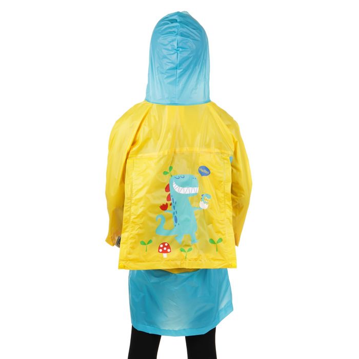 Дождевик детский "Динозавр", карман под рюкзак, капюшон с козырьком, рост 110-120