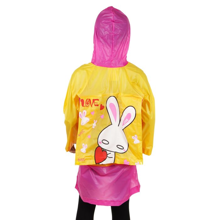 Дождевик детский "Зайка ", карман под рюкзак, капюшон с козырьком, рост 100-110