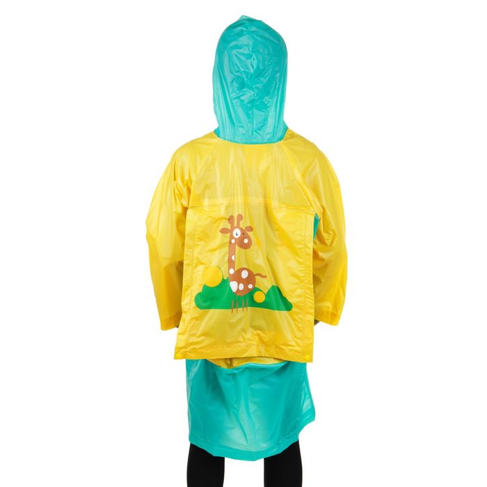 Дождевик детский "Жирафик ", карман под рюкзак, капюшон с козырьком, рост 110-120