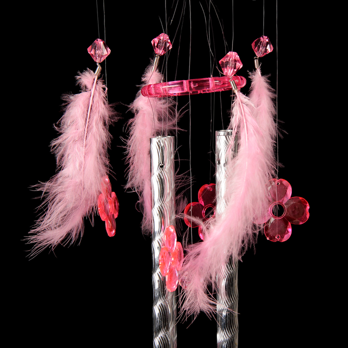 Музыка ветра пластик "Цветочки и перья" 4 трубочки h=75 см