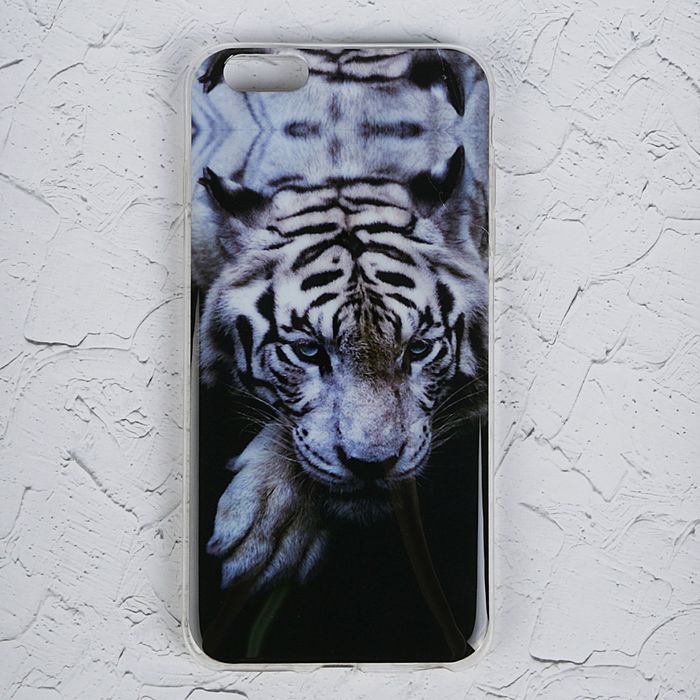 Силиконовый чехол для iPhone 6 plus "Белый тигр"