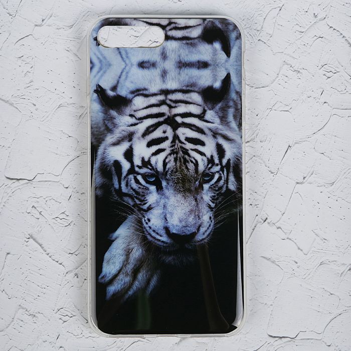 Силиконовый чехол для iPhone 7 plus "Белый тигр"