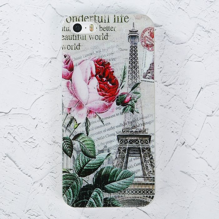 Силиконовый чехол LuazON для iPhone 5/5S, Paris rose