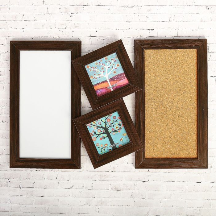 Фоторамка на 2 фото 10х10 см с доской для рисования и для записок "Шоколад" 34х52,5 см