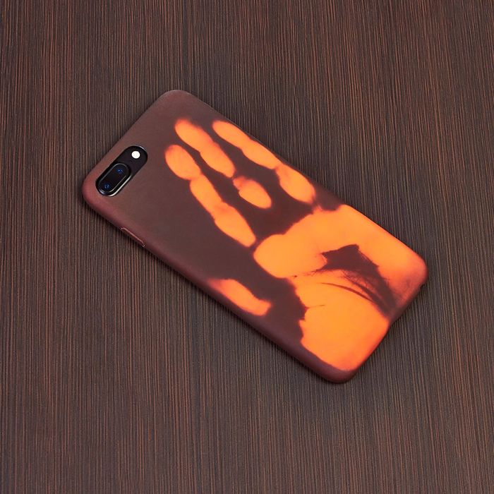 Чехол для iPhone 5/5S/SE, меняет цвет от температуры и прикосновения, коричнево-оранжевый