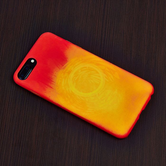 Чехол для iPhone 6 Plus, меняет цвет от температуры и прикосновения, красно-желтый