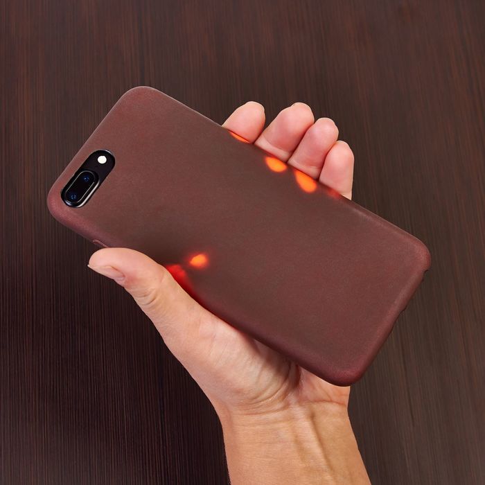 Чехол для iPhone 7 Plus, меняет цвет от температуры и прикосновения, коричнево-оранжевый