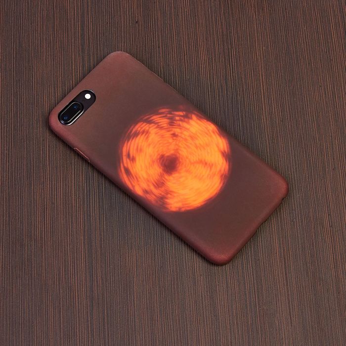 Чехол для iPhone 7 Plus, меняет цвет от температуры и прикосновения, коричнево-оранжевый