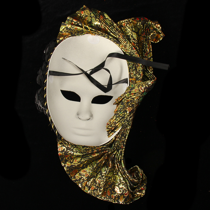 Маска интерьерная "Венецианская. Коломбина" чёрная с золотом 50х35х14 см