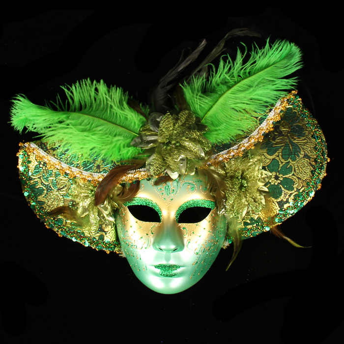 Маска интерьерная "Венецианская. Саломея" зелёная 36х45х14 см