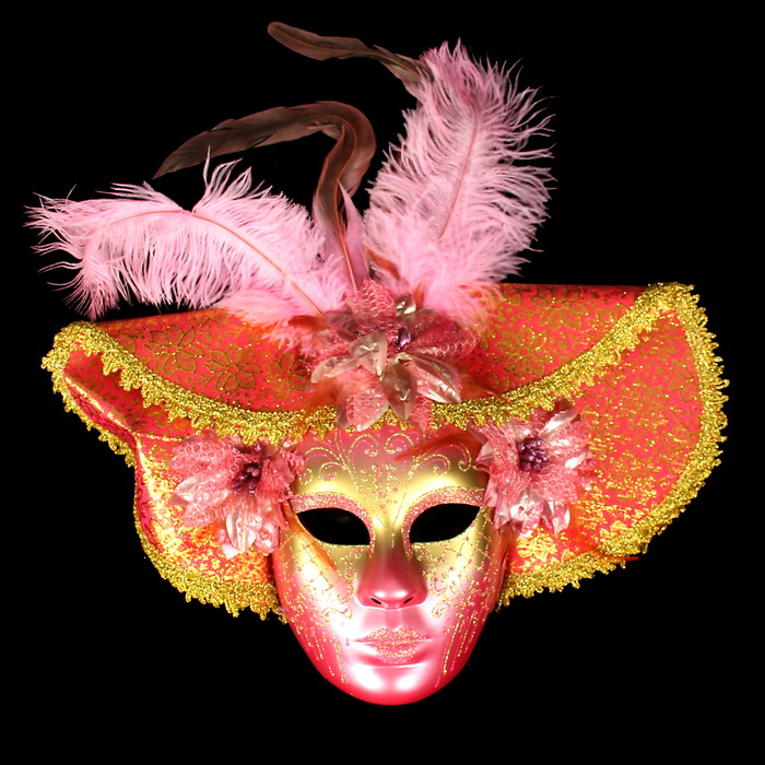 Маска интерьерная "Венецианская. Саломея" розовая 36х45х14 см