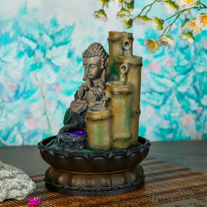 Фонтан "Маленький будда медитируют у бамбукового родника" 28х19х19 см