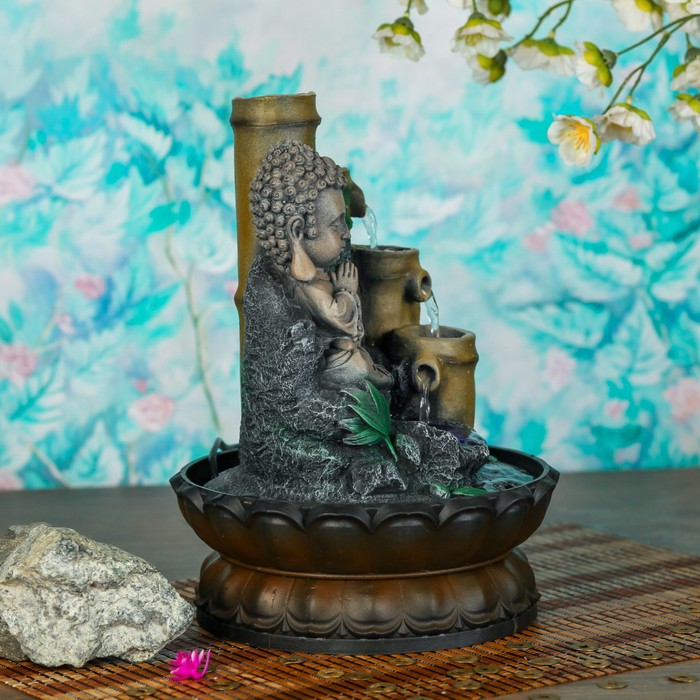 Фонтан "Маленький будда медитируют у бамбукового родника" 28х19х19 см