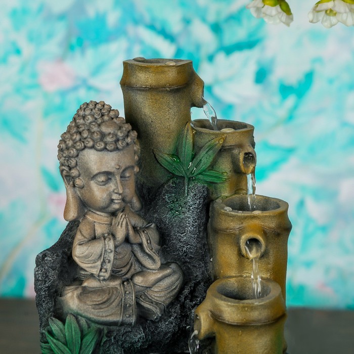 Фонтан "Маленький будда медитируют у бамбукового родника" 28х19х19 см