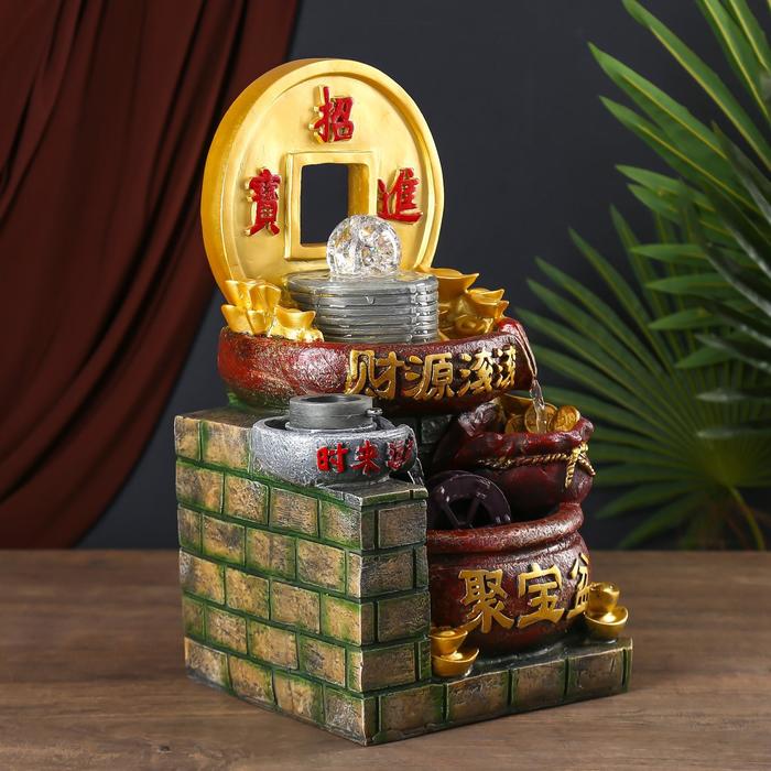 Фонтан "Китайская золотая монета" 40х22х20 см