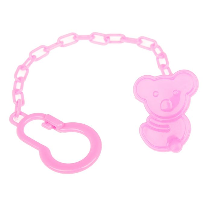 Держатель для пустышки на цепочке, цвет розовый, форма МИКС