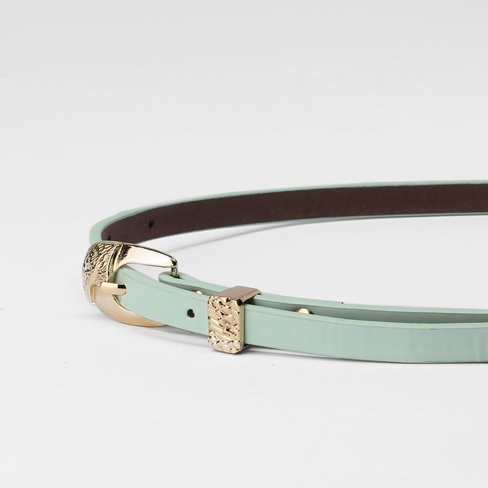 Ремень женский, пряжка и хомут золото, ширина - 1 см, лак мятный