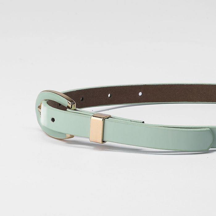 Ремень женский, пряжка и хомут золото, ширина - 1,3 см, лак мятный