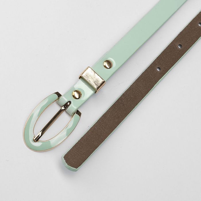 Ремень женский, пряжка и хомут золото, ширина - 1,3 см, лак мятный