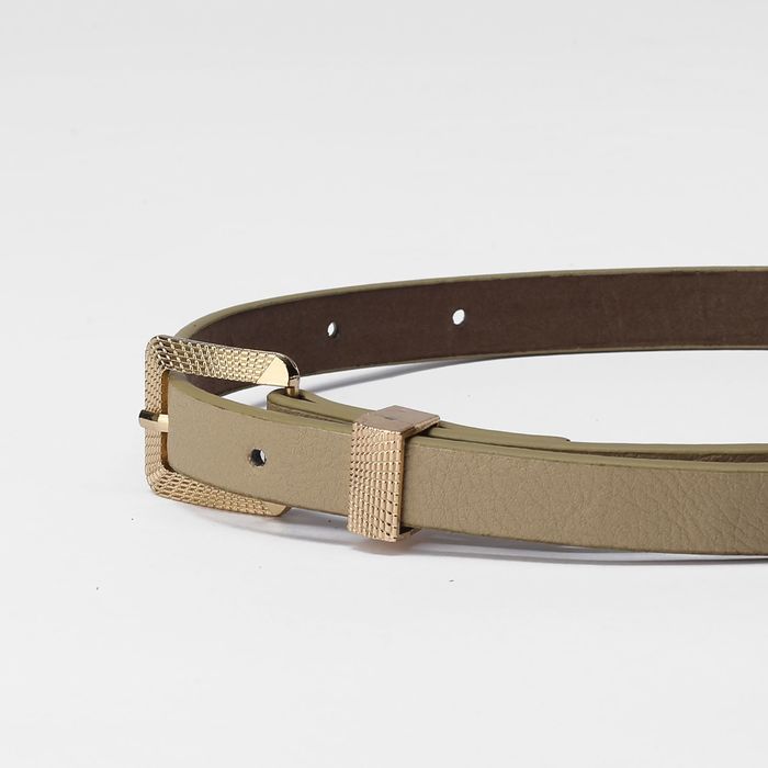 Ремень женский, пряжка и хомут золото, ширина - 1,3 см, цвет бежевый