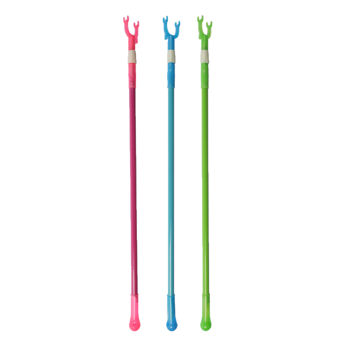 Съемник для одежды телескопический, труба в цвет вилки, L=94-155, вилка 5*5,5, цвет микс