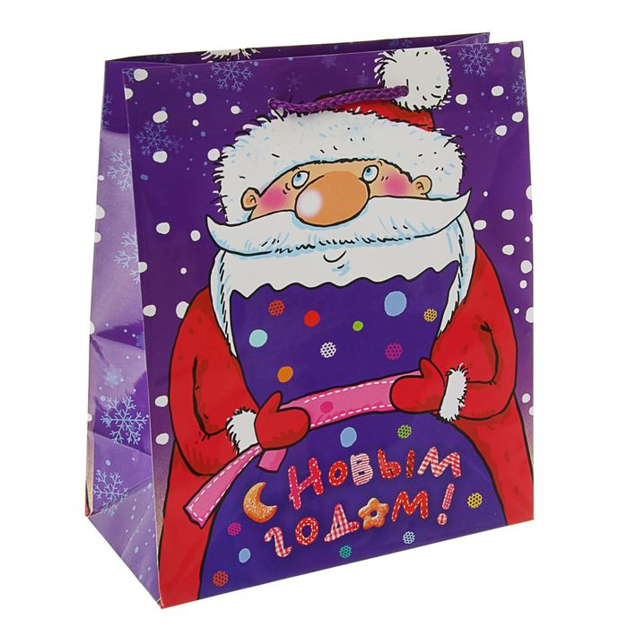 Пакет подарочный "Поздравление Санты", 24 х 20 х 10.2 см