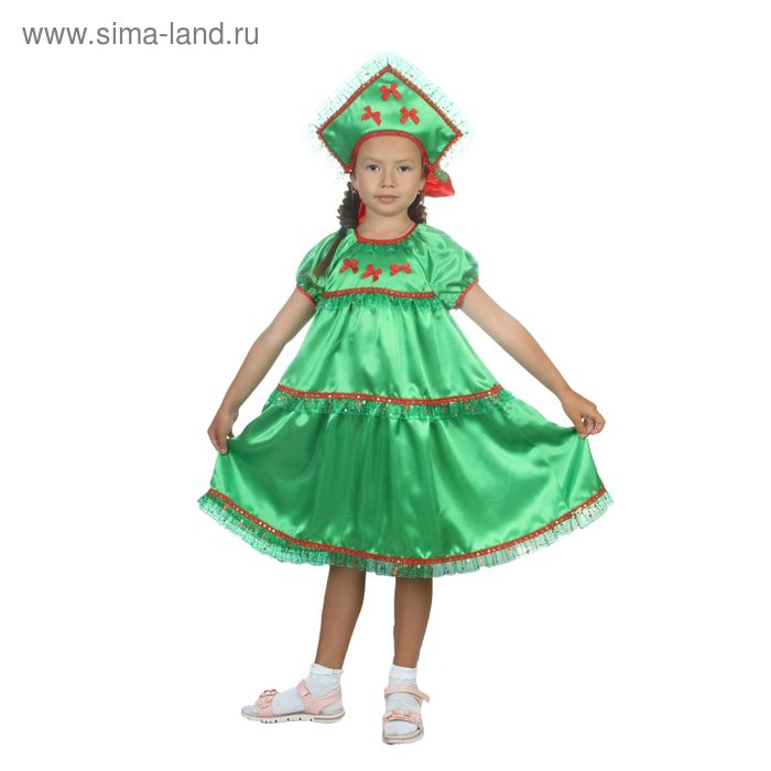 фото Карнавальный костюм "ёлочка", платье воланами, кокошник с бантиками, р-р 28, рост 98-104 см страна карнавалия