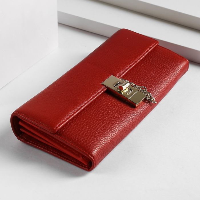 Кошелёк женский, 5 отделов, для карт, монет, наружный карман, цвет красный