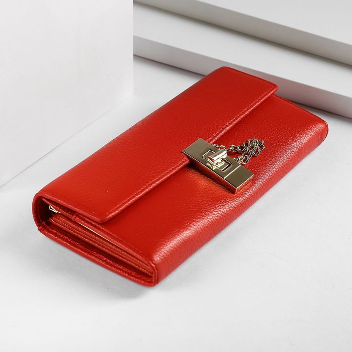 Кошелёк женский, 5 отделов, для карт, для монет, наружный карман, цвет красный