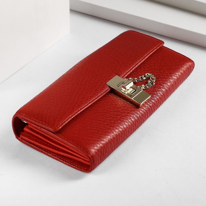 Кошелёк женский, 5 отделов, для карт, монет, наружный карман, цвет красный