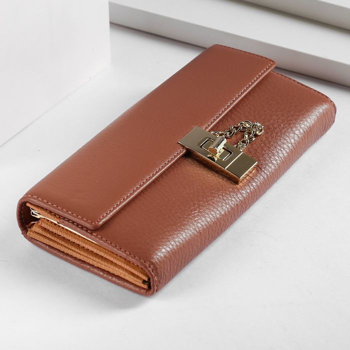 Кошелёк женский, 5 отделов, для карт, для монет, наружный карман, цвет коричневый