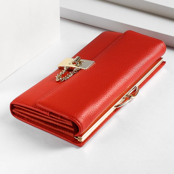 Кошелёк женский, 5 отделов, для карт, для монет, наружный карман, цвет красный