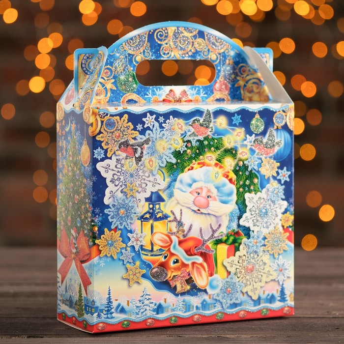 Подарочная коробка "Встреча", снежинка большая, 20,7 х 8 х 20 см