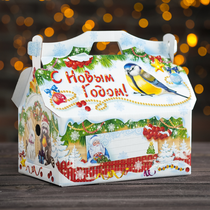 Подарочная коробка "Кормушка с открытками", 26,4 х 14 х 18,5 см