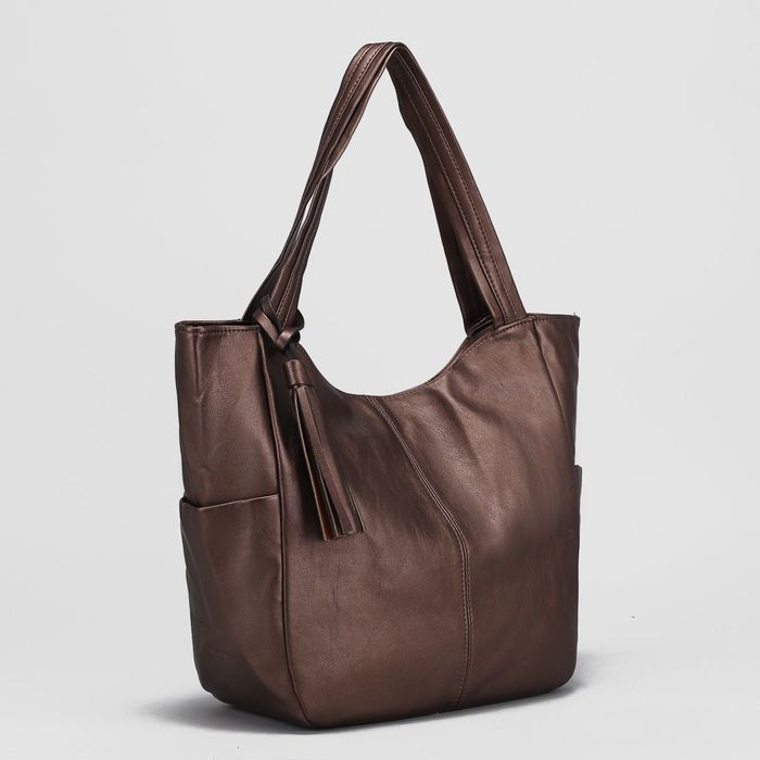 Сумка женская на молнии, 1 отдел с перегородкой, 3 наружных кармана, цвет бронзовый