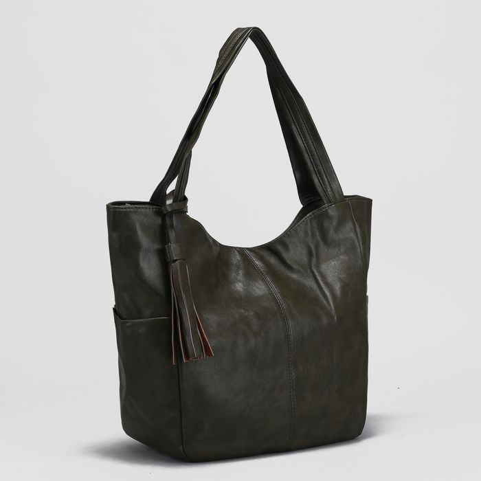 Сумка женская на молнии, 1 отдел с перегородкой, 3 наружных кармана, цвет зелёный