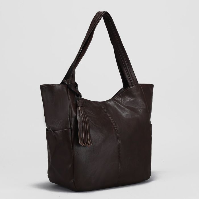 Сумка женская на молнии, 1 отдел с перегородкой, 3 наружных кармана, цвет коричневый