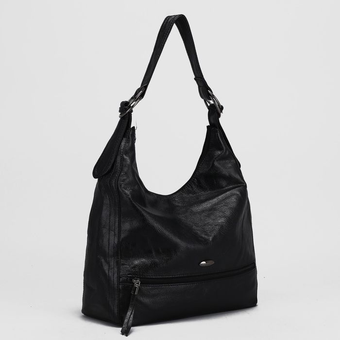 Сумка женская, отдел с перегородкой на молнии, 2 наружных кармана, цвет чёрный