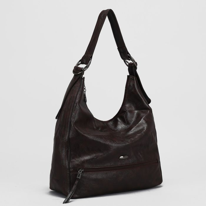 Сумка женская, отдел с перегородкой на молнии, 2 наружных кармана, цвет коричневый