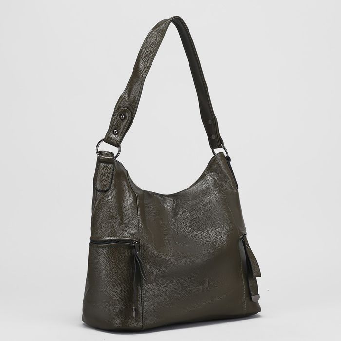 Сумка женская, отдел с перегородкой на молнии, 3 наружных кармана, цвет зелёный