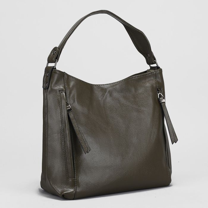 Сумка женская, отдел с перегородкой на молнии, 3 наружных кармана, цвет зелёный