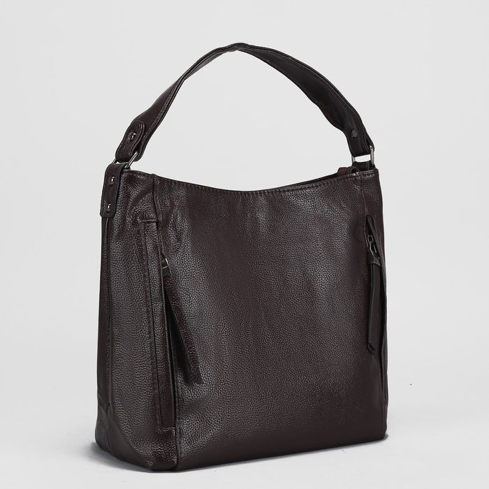 Сумка женская, отдел с перегородкой на молнии, 3 наружных кармана, цвет коричневый