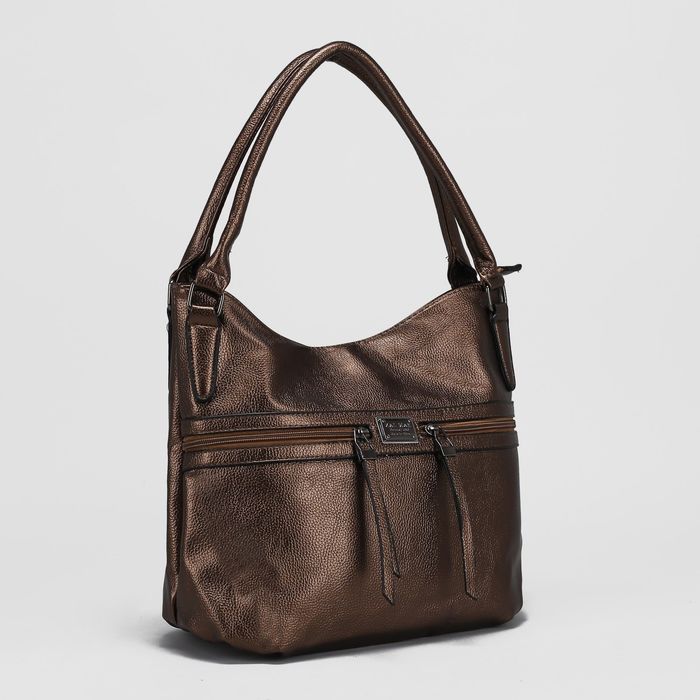 Сумка женская, отдел с перегородкой на молнии, 3 наружных кармана, цвет золотой