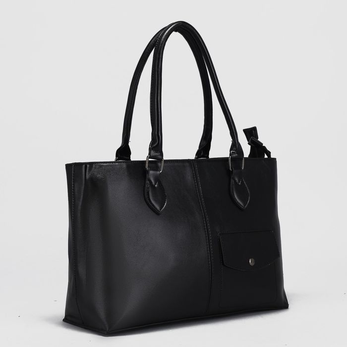 Сумка женская на молнии, 2 отдела, 2 наружных кармана, цвет чёрный