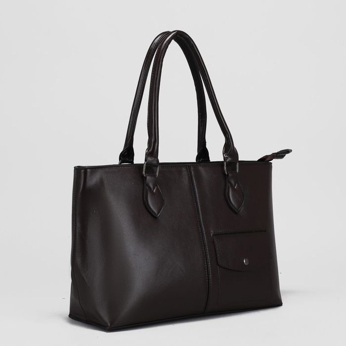 Сумка женская на молнии, 2 отдела, 2 наружных кармана, цвет коричневый