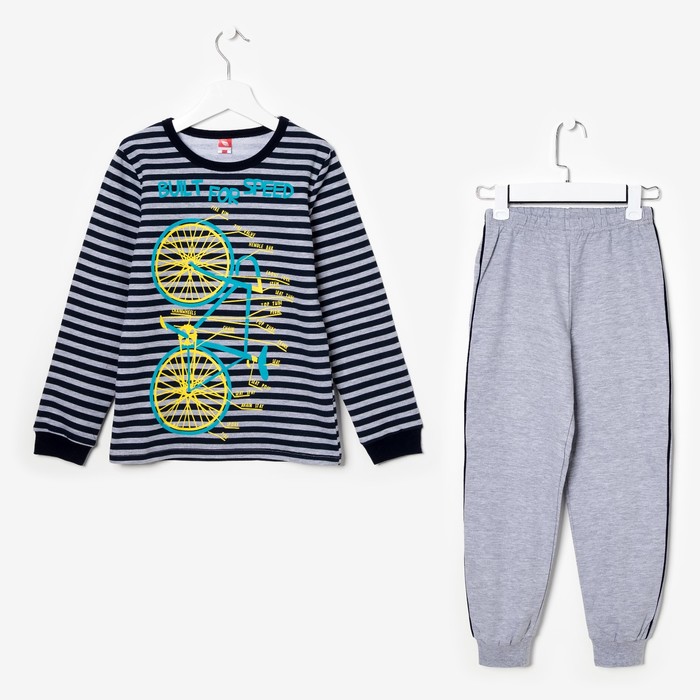 Пижама для мальчика, рост 140 см, цвет серый меланж