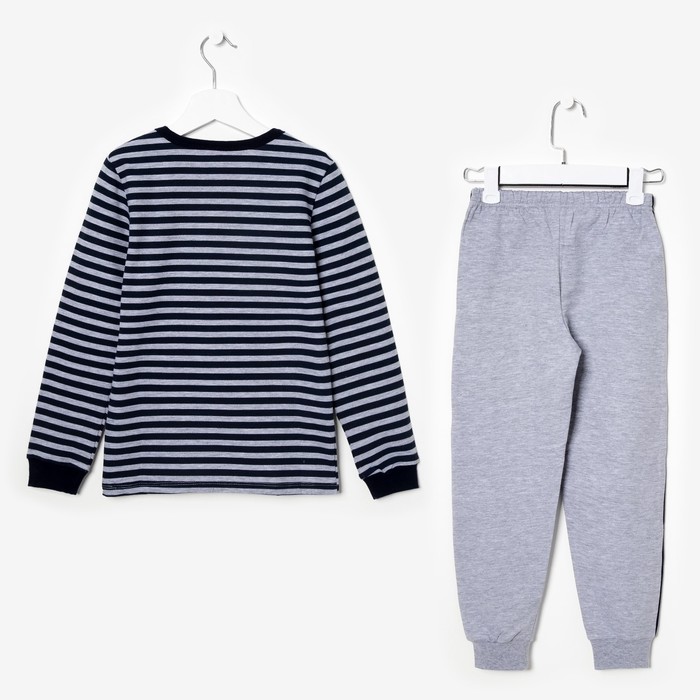 Пижама для мальчика, рост 128 см, цвет серый меланж