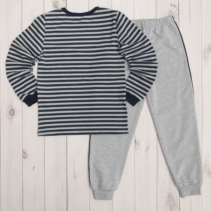 Пижама для мальчика, рост 128 см, цвет серый меланж