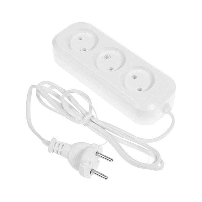 Удлинитель TUNDRA, 3 розетки, 1.7 м, 6 А, ШВВП 2х0.5, без з/к, ГОСТ